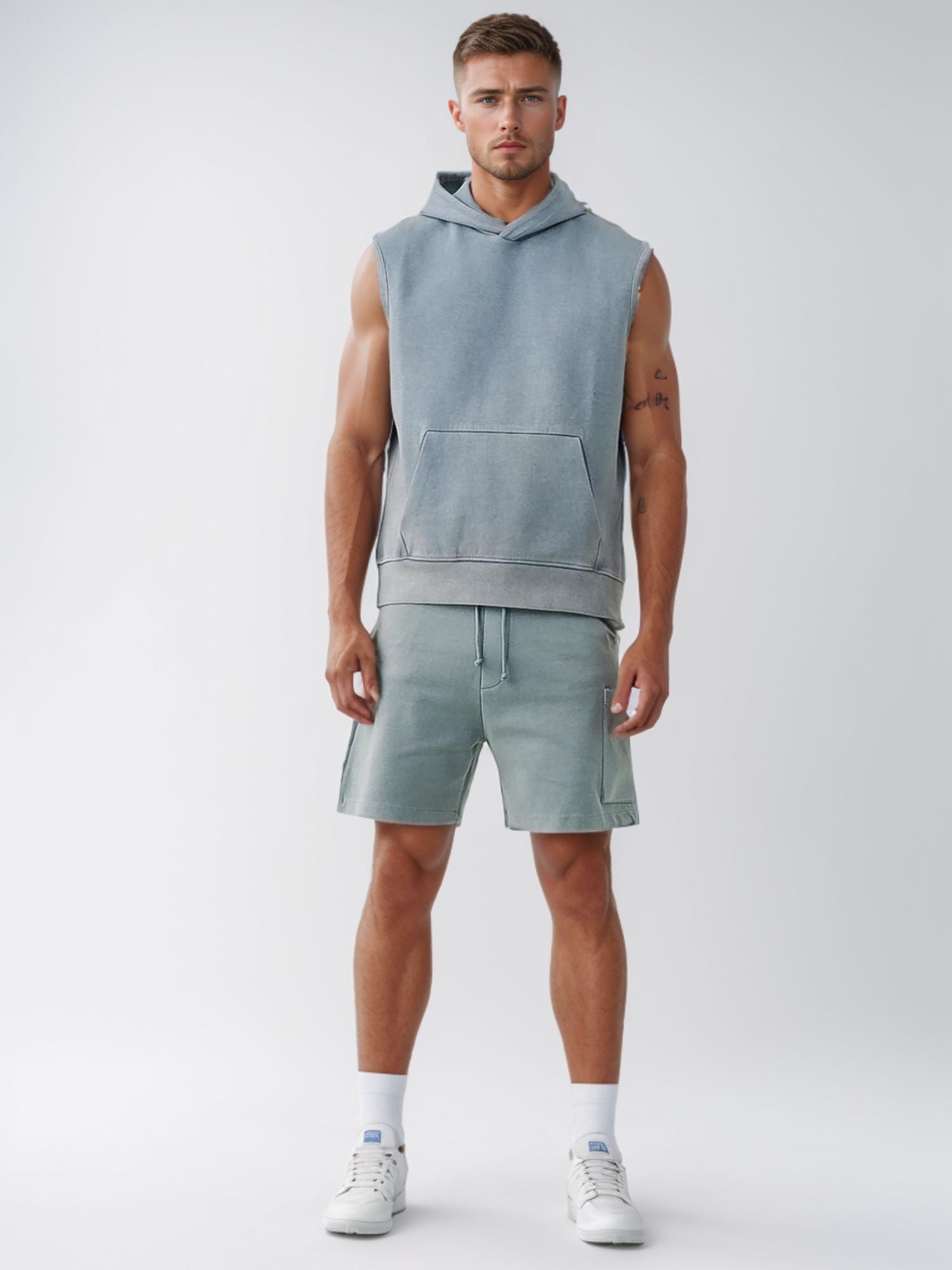 Men's Sleeveless Hoodie Short Sets | Vintage Vibe Athleisure