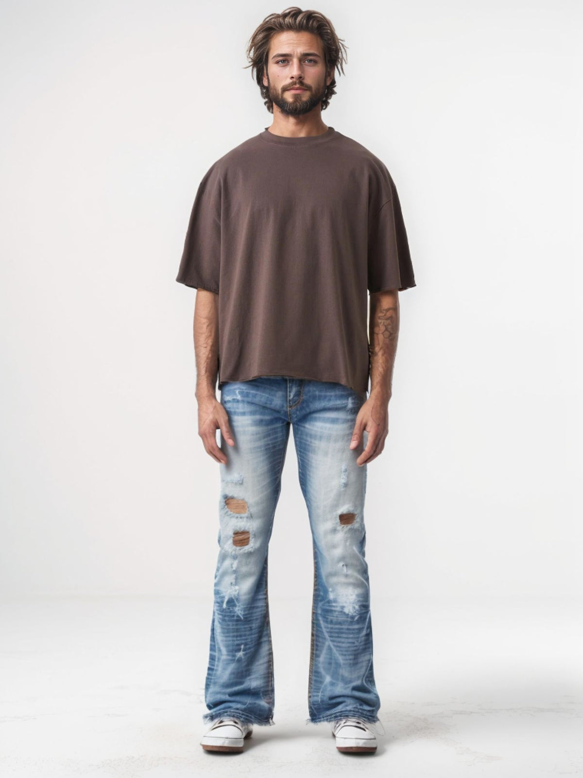 Men's Oversized Cotton Cropped T-Shirt | Streetwear Vibe