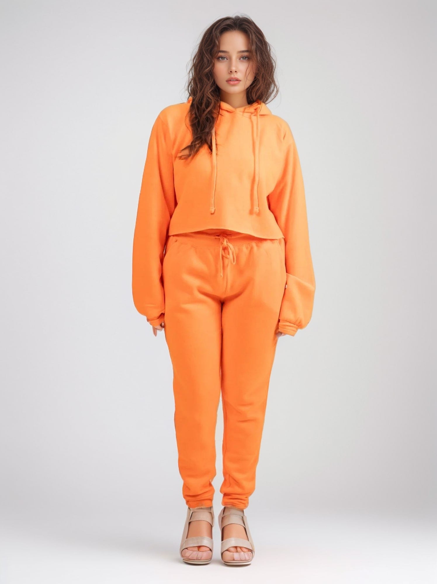 Women's Cropped Hoodie Sweatsuit | Bold Colors & Cozy Fleece