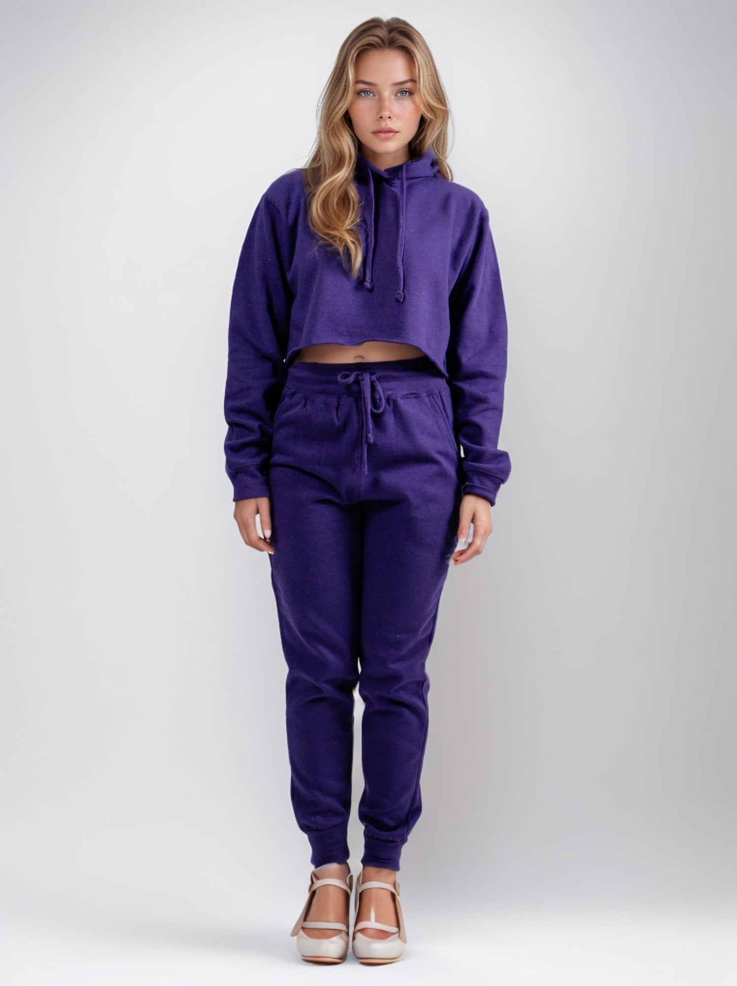 Women's Cropped Hoodie Sweatsuit | Bold Colors & Cozy Fleece