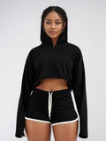 Women's Active Cropped Hoodie & Shorts Set | Athletic Flex