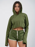 Women's Active Cropped Hoodie & Shorts Set | Athletic Flex