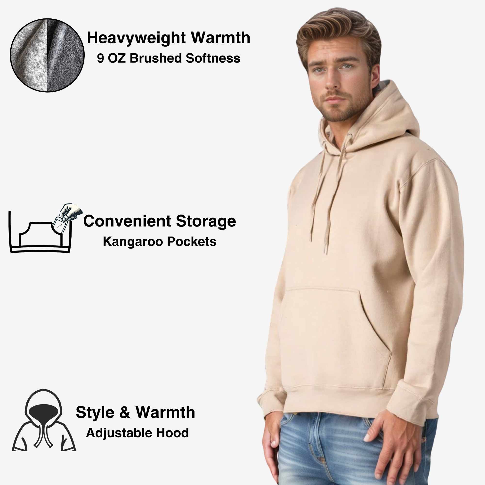 Fleece Hoodie for Men | Classic Essentials | Cozy & Stylish