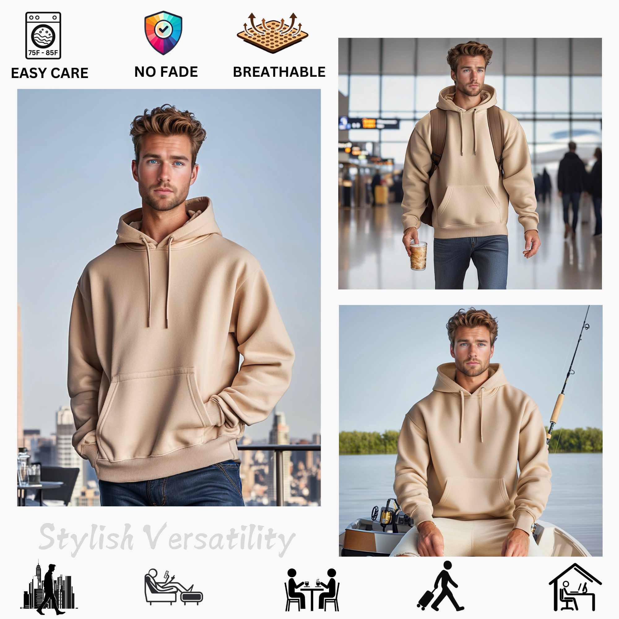 Fleece Hoodie for Men | Classic Essentials | Cozy & Stylish