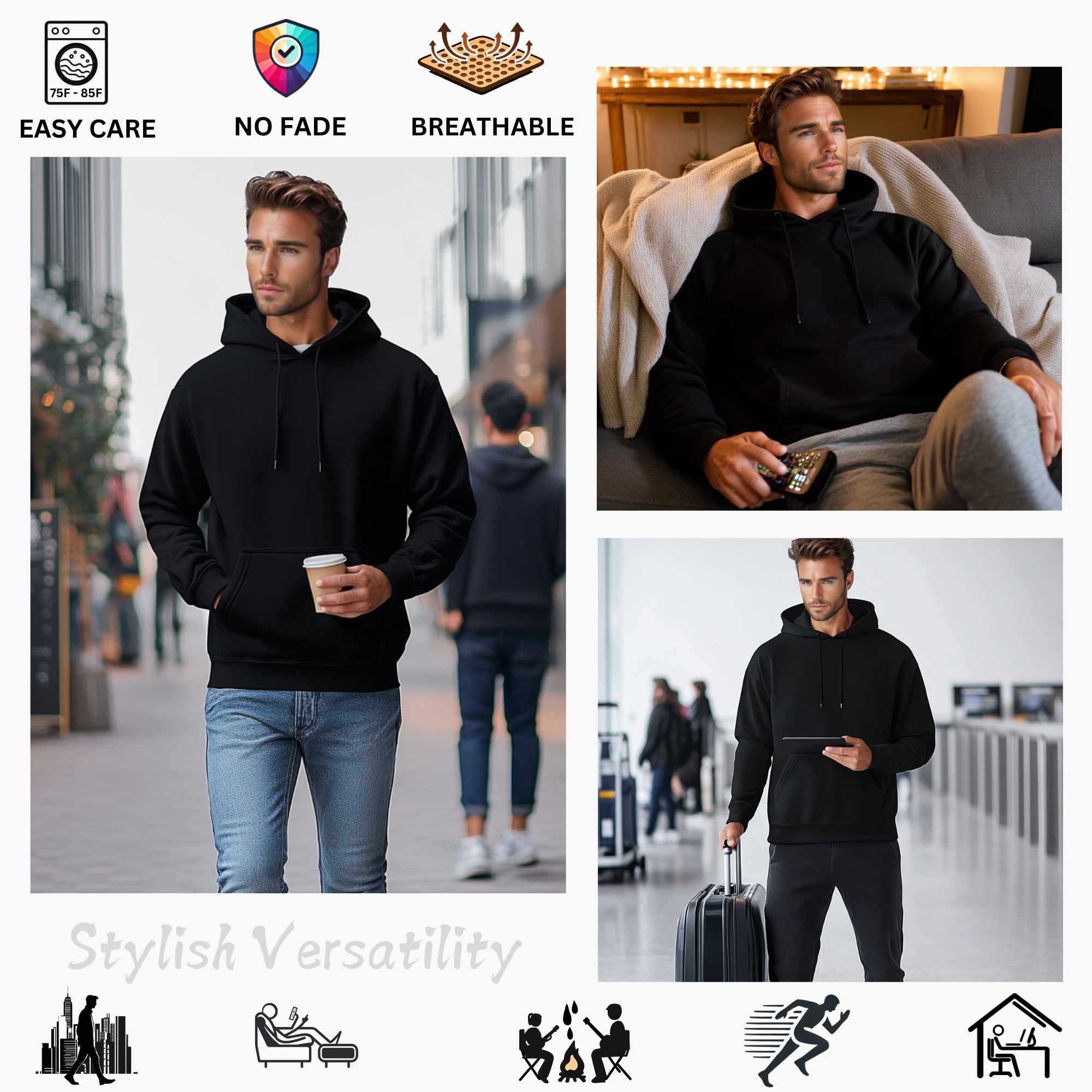 Fleece Hoodie for Men | Classic Essentials | Cozy & Stylish