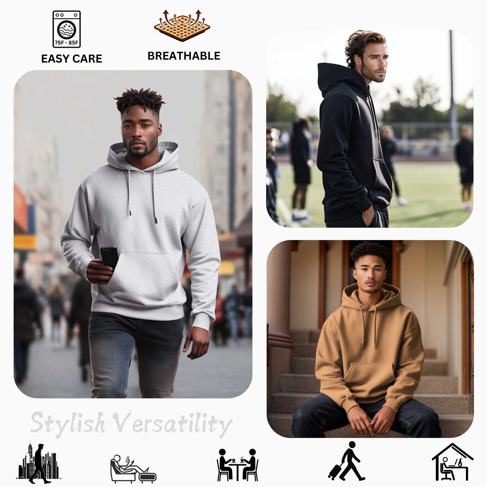 3-Pack Men’s Fleece Hoodies | Versatile, Comfortable & Stylish