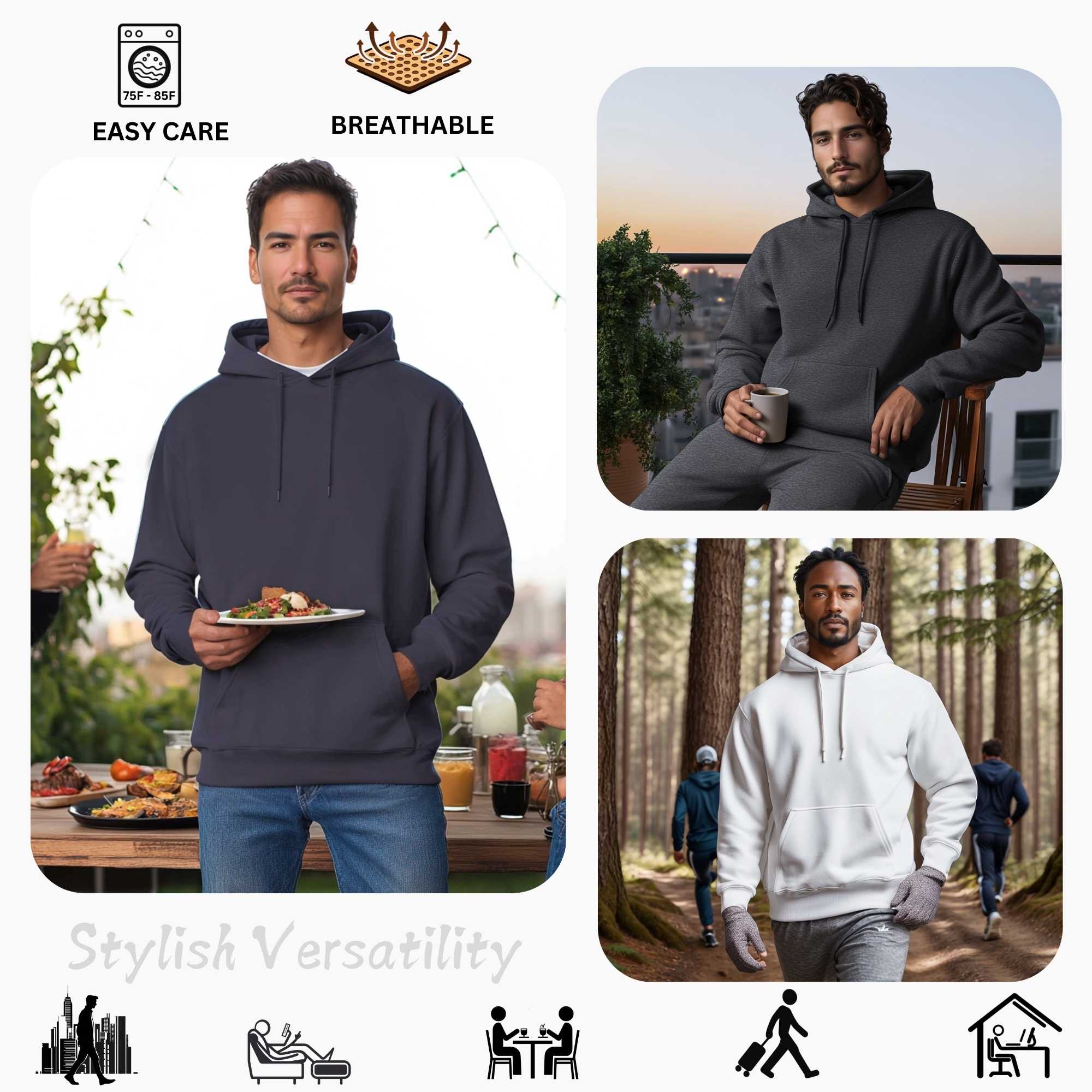 3-Pack Men’s Fleece Hoodies | Versatile, Comfortable & Stylish