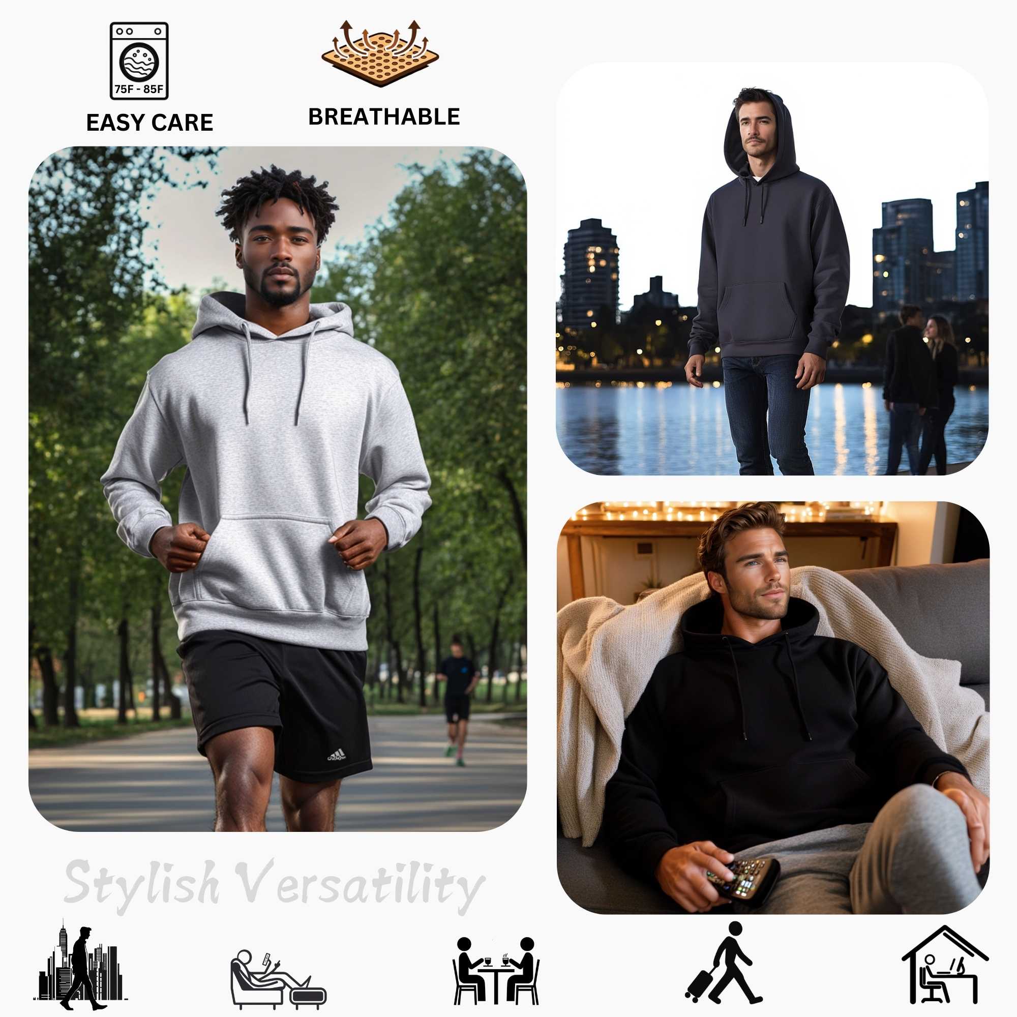 3-Pack Men’s Fleece Hoodies | Versatile, Comfortable & Stylish