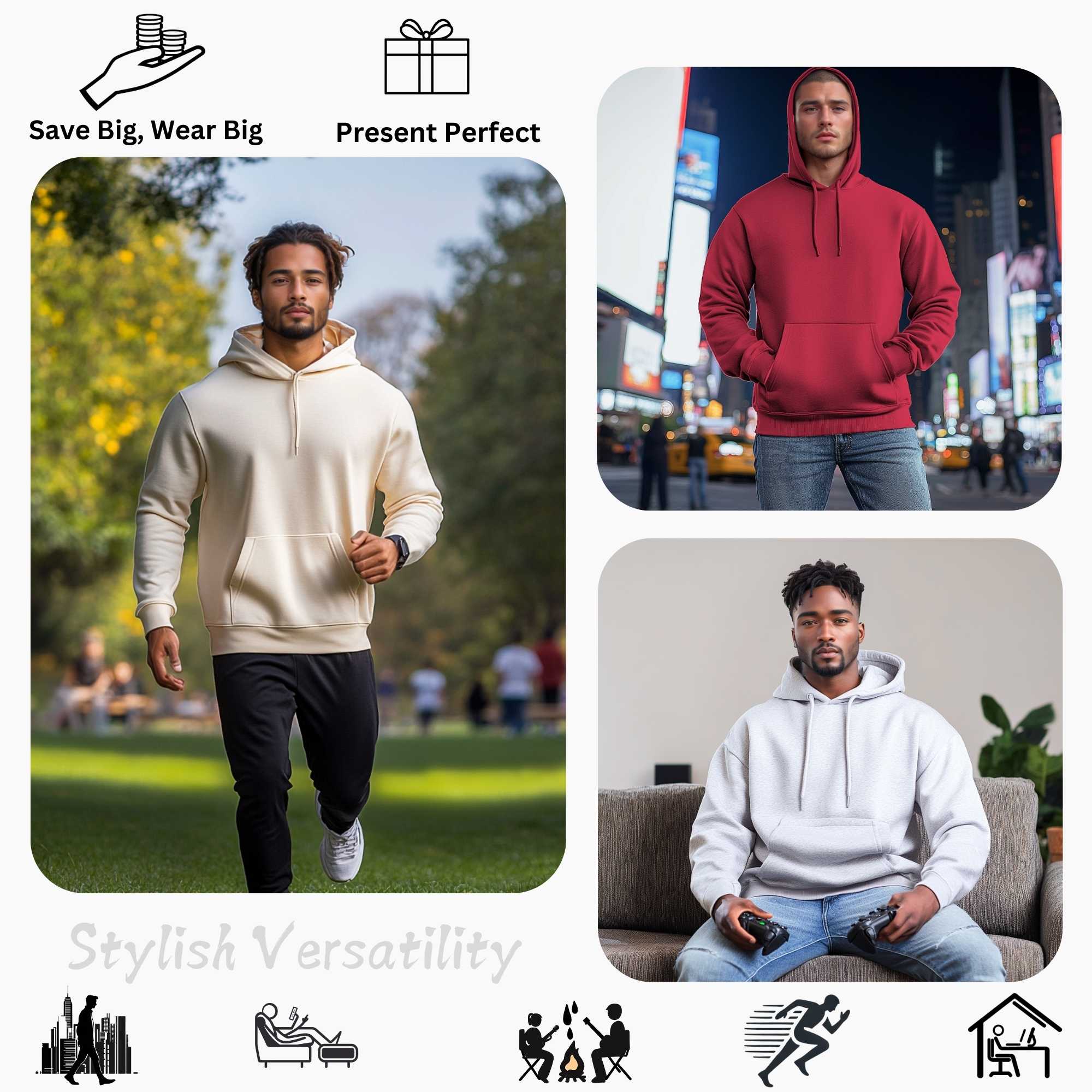 3-Pack Men’s Fleece Hoodies | Versatile, Comfortable & Stylish